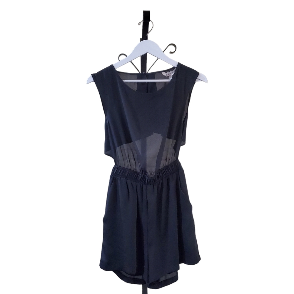 BCBG Sleeveless Black Romper with open Back, XS